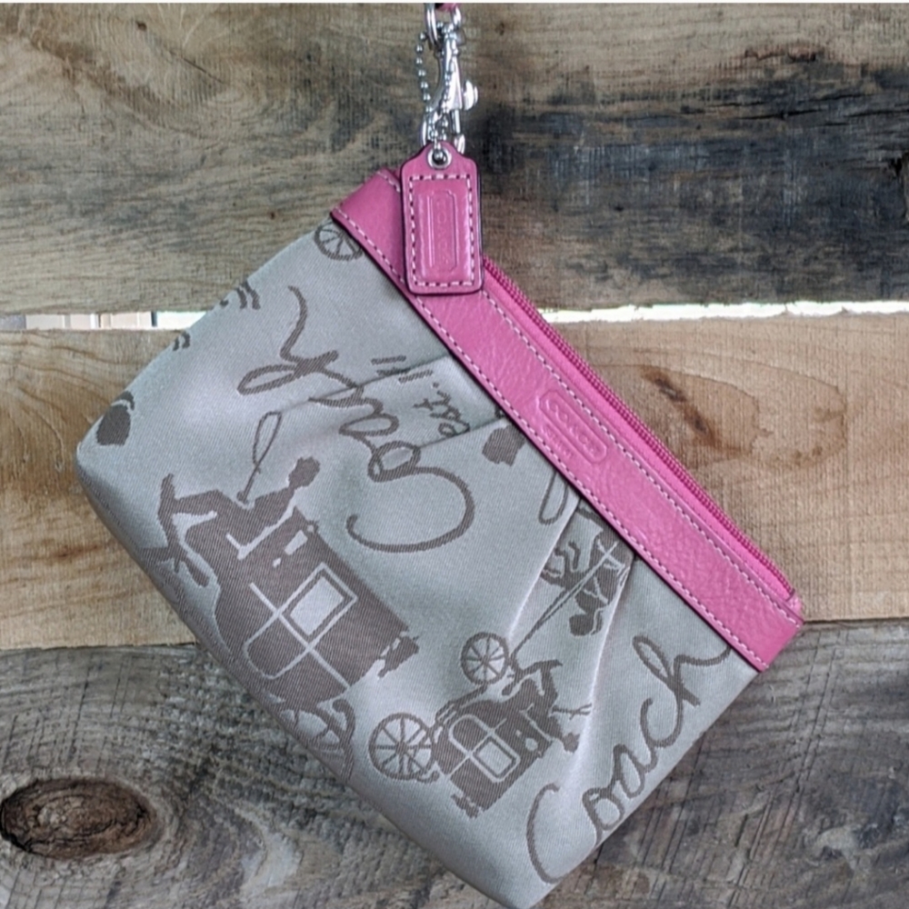 Coach Horse & Carriage Pink & Tan Wristlet - Picture 11 of 11